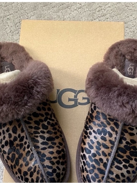 UGG Shoes - UGG Leopard-Print Calf-hair Sheepskin Slip-On Slippers
